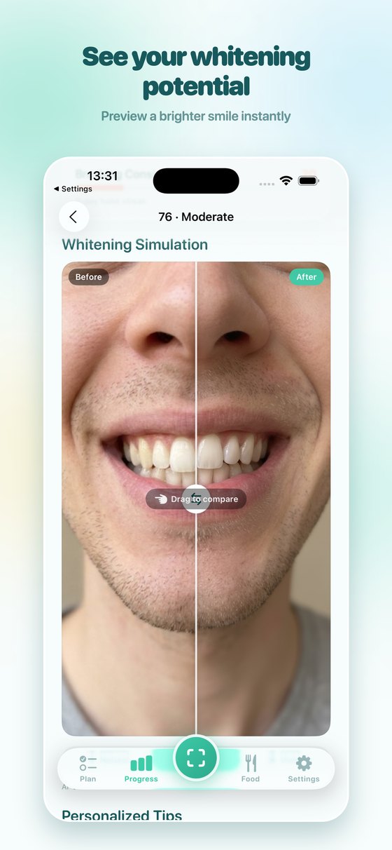 AI whitening before and after simulation